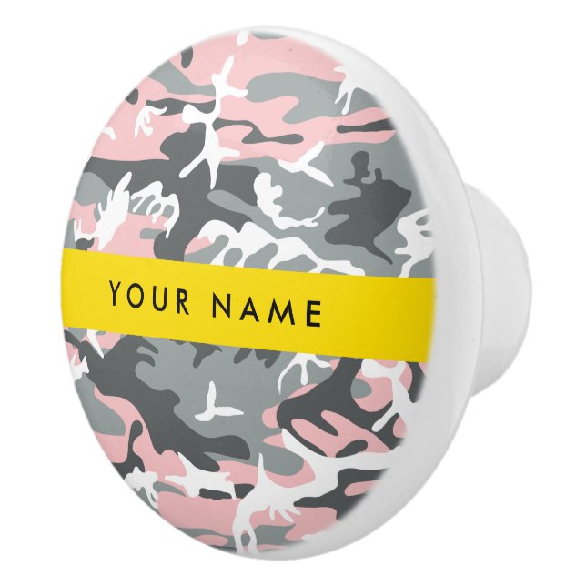 Rosa och Grått-kamouflage Ditt namn anpassar sig Knopp (Höger)