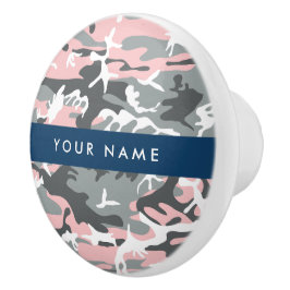 Rosa och Grått-kamouflage Ditt namn anpassar sig Knopp