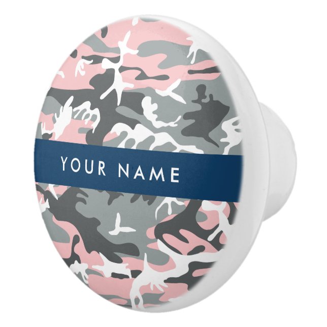 Rosa och Grått-kamouflage Ditt namn anpassar sig Knopp (Höger)