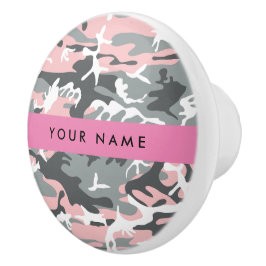 Rosa och Grått-kamouflage Ditt namn anpassar sig Knopp