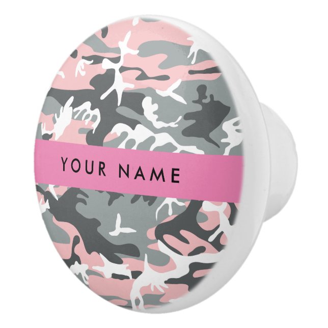 Rosa och Grått-kamouflage Ditt namn anpassar sig Knopp (Höger)
