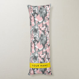 Rosa och Grått-kamouflage Ditt namn anpassar sig Kroppskudde