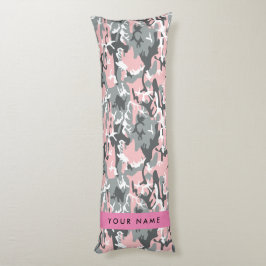 Rosa och Grått-kamouflage Ditt namn anpassar sig Kroppskudde