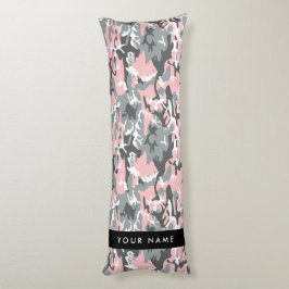 Rosa och Grått-kamouflage Ditt namn anpassar sig Kroppskudde