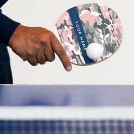 Rosa och Grått-kamouflage Ditt namn anpassar sig Pingisracket