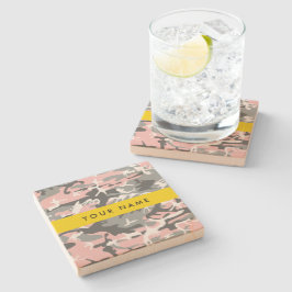 Rosa och Grått-kamouflage Ditt namn anpassar sig Stenunderlägg