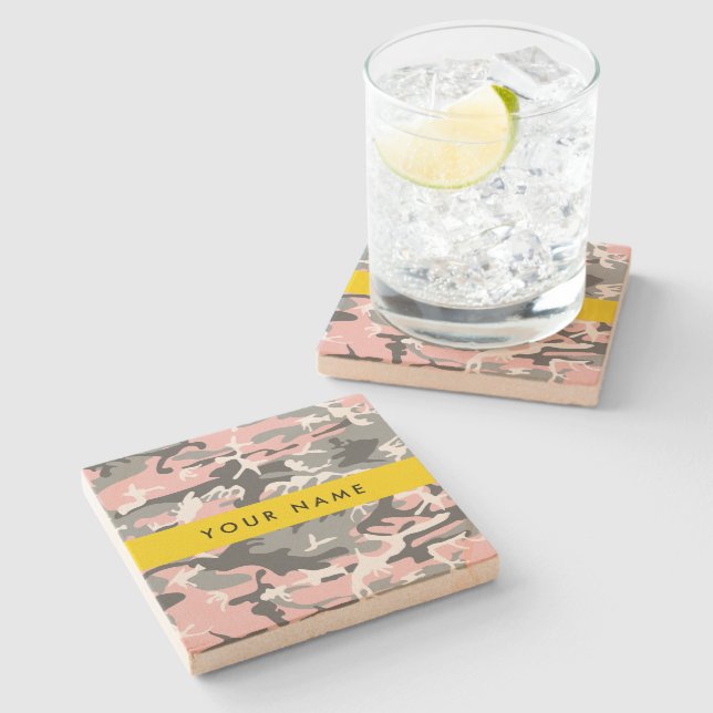 Rosa och Grått-kamouflage Ditt namn anpassar sig Stenunderlägg (Sidan)