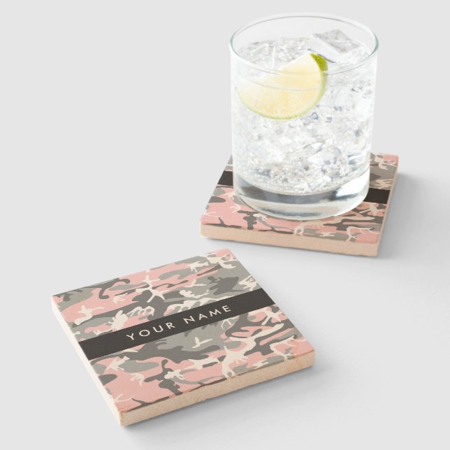 Rosa och Grått-kamouflage Ditt namn anpassar sig Stenunderlägg (Sidan)