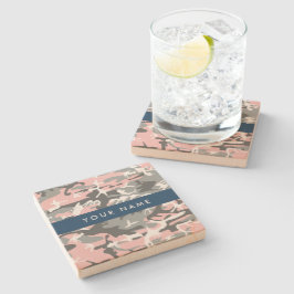 Rosa och Grått-kamouflage Ditt namn anpassar sig Stenunderlägg