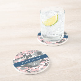 Rosa och Grått-kamouflage Ditt namn anpassar sig Underlägg