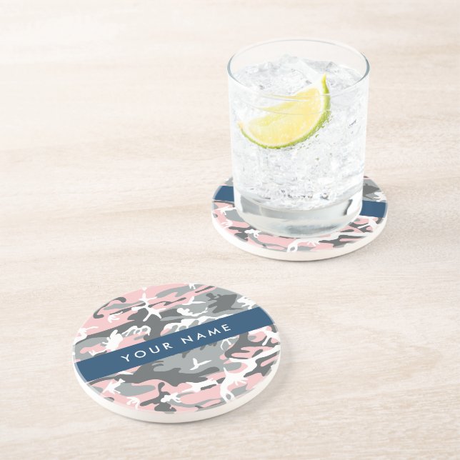 Rosa och Grått-kamouflage Ditt namn anpassar sig Underlägg (Sidan)