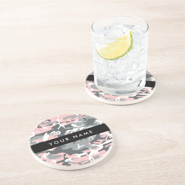 Rosa och Grått-kamouflage Ditt namn anpassar sig Underlägg (Sidan)