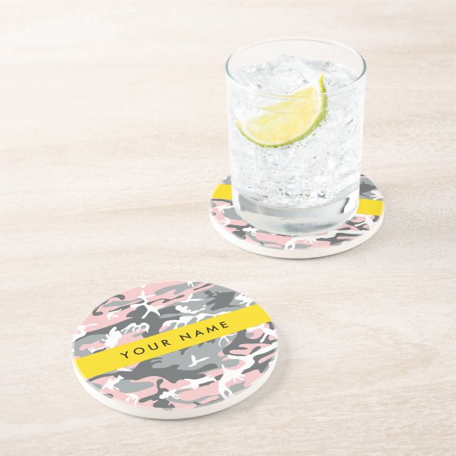 Rosa och Grått-kamouflage Ditt namn anpassar sig Underlägg (Sidan)