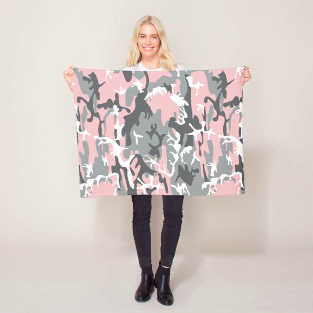 Rosa och Grått-kamouflage, militär, armé Fleecefilt (På plats)