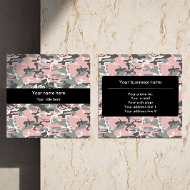 Rosa och Grått-kamouflage, militär, armé Fyrkantigt Visitkort