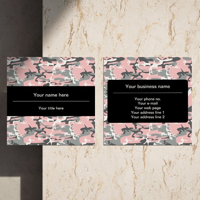 Rosa och Grått-kamouflage, militär, armé Fyrkantigt Visitkort (Skapare uppladdad)
