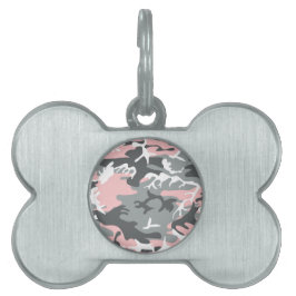 Rosa och Grått-kamouflage, militär, armé ID-bricka Husdjur