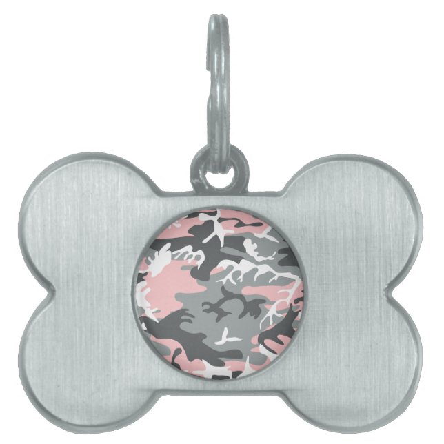 Rosa och Grått-kamouflage, militär, armé ID-bricka Husdjur (Framsidan)