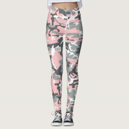 Rosa och Grått-kamouflage, militär, armé Leggings