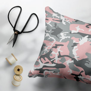 Rosa och Grått-kamouflage, militär, armé Prydnadskudde