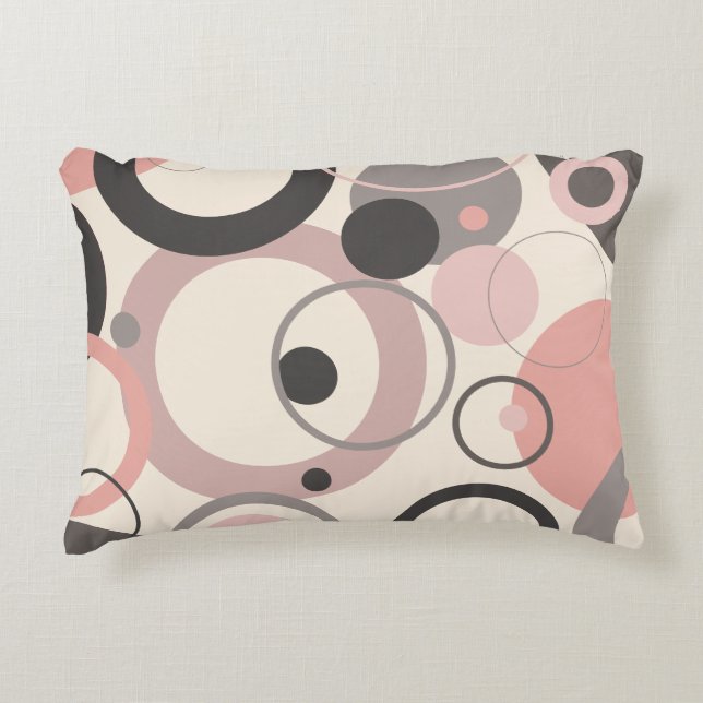 Rosa- och Grått-kretsar i M-århundradet Modern Prydnadskudde (Framsidan)