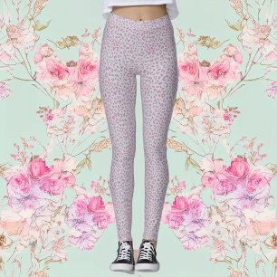 Rosa och Grått Leopard Print Leggings