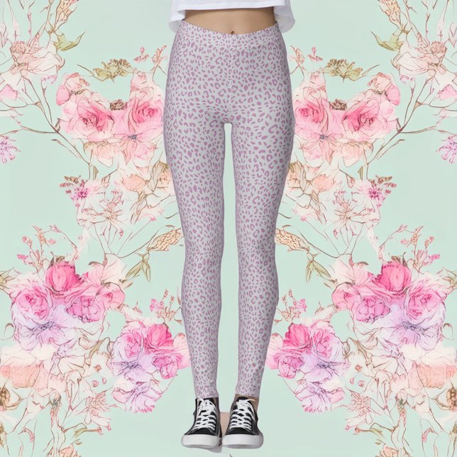Rosa och Grått Leopard Print Leggings (Skapare uppladdad)
