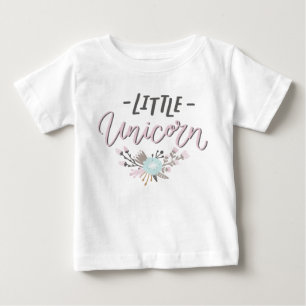 Rosa och Grått Little Unicorn Hand Lettered Blommi Tee