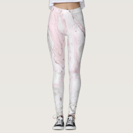 Rosa och Grått Marble Effekt på benmjöl Leggings