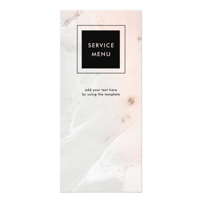  Rosa och Grått Marble with Black Service Menu Reklamkort (Framsidan)