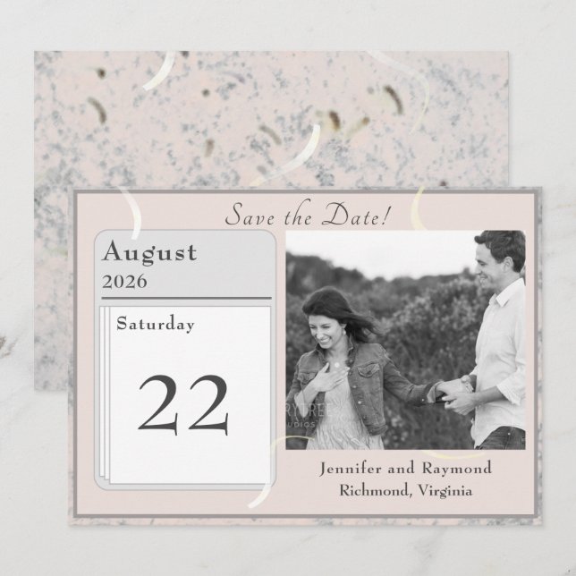 Rosa och Grått, markerat som platta Spara datumkor Datumet (Fram/baksida)