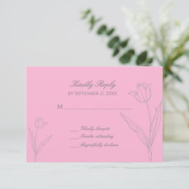 Rosa och Grått Minimalist Tulip Bröllop OSA Kort