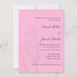 Rosa och Grått Minimalistisk Tulip Bröllop Inbjudningar