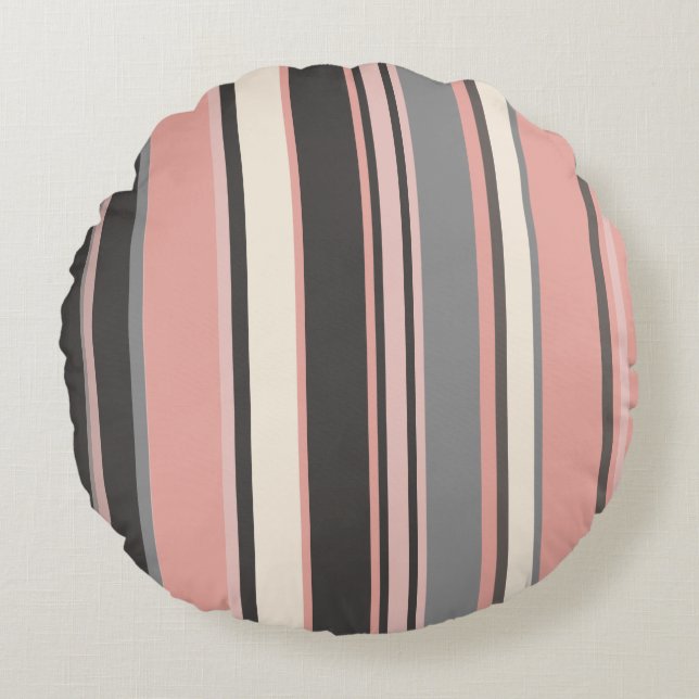 Rosa och Grått Modern Rand Throw Pil i mitten av å Rund Kudde (Framsidan)