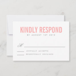 Rosa och Grått Modern Typografi-Bröllop OSA Kort