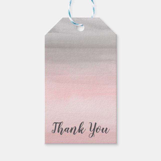 Rosa och grått modern vattenfärg ombre som rodnar presentetikett (Framsidan)