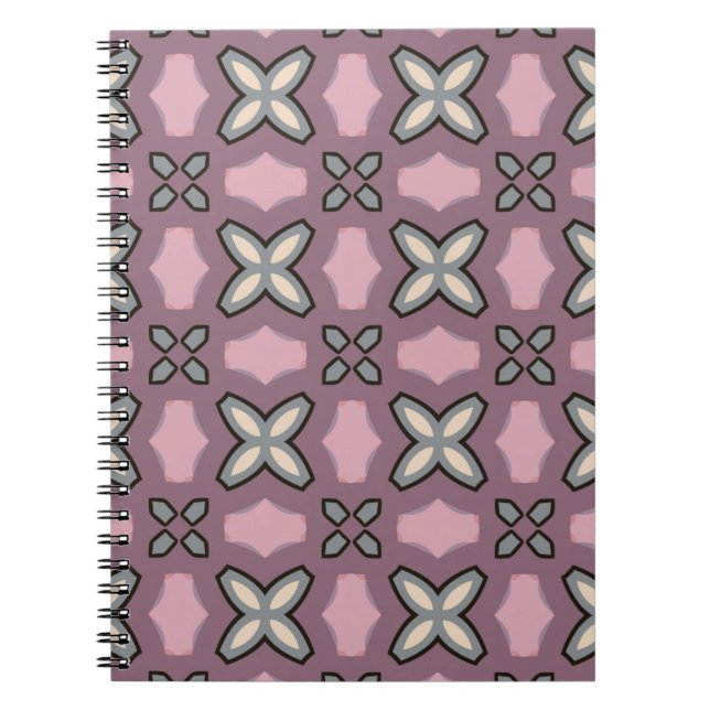 Rosa och Grått Mönster Design Anteckningsbok (Framsidan)