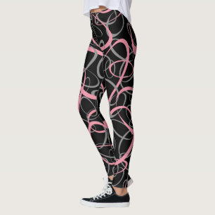 rosa och grått-ovaler, gigantisk mönster leggings