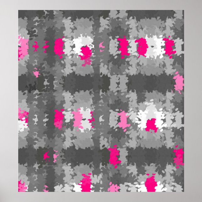 Rosa och Grått Pointillist Poster (Framsidan)