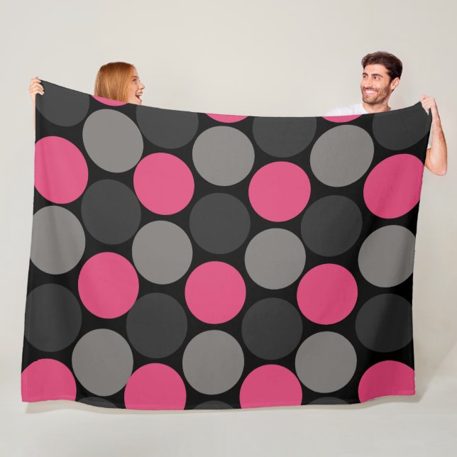 Rosa och Grått Polika Dot Fleecefilt (På plats)