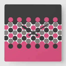 Rosa och Grått Polika Dot Fyrkantig Klocka