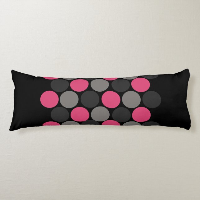 Rosa och Grått Polika Dot Kroppskudde (Framsidan)