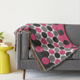 Rosa och Grått Polka Dot Filt