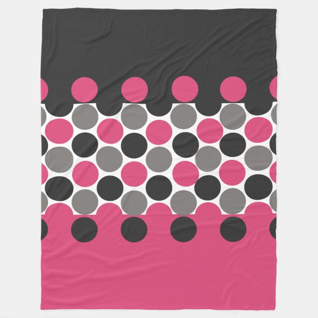 Rosa och Grått Polka Dot Fleecefilt (Framsidan)