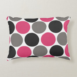 Rosa och Grått Polka Dot Prydnadskudde