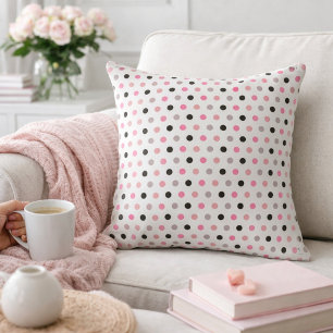 Rosa och Grått Polka dots Kudde
