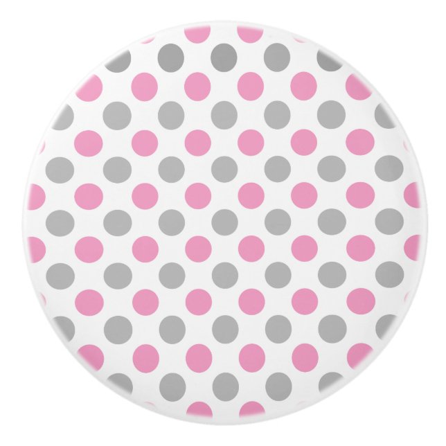 Rosa och grått polka dots mönster knopp (Framsidan)