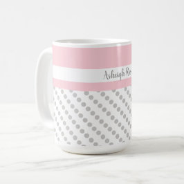 Rosa och Grått, Polka dots, Personlig Kaffemugg