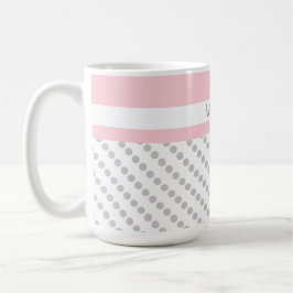 Rosa och Grått, Polka dots, Personlig Kaffemugg