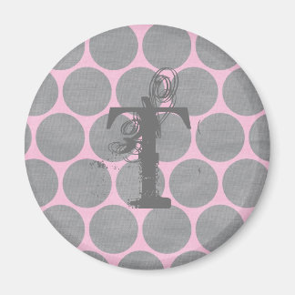 Rosa och Grått Polka Punkt Texturerad Mönster Magnet
